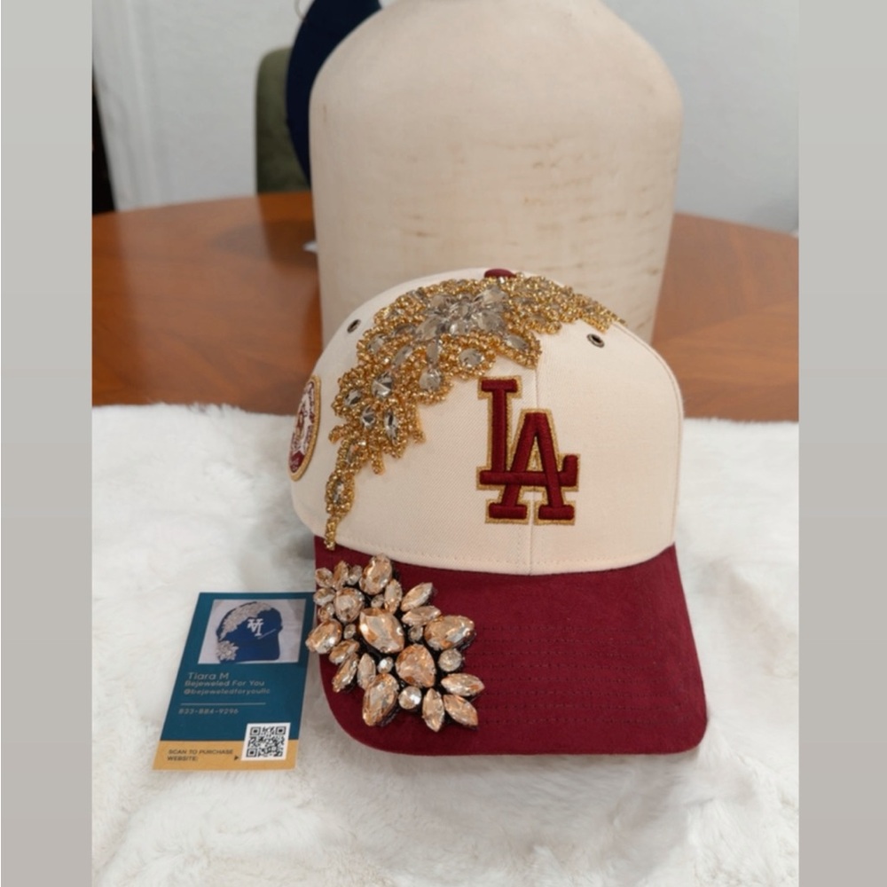 New Era LA Cap - Cream and Burgundy with Gold Accents